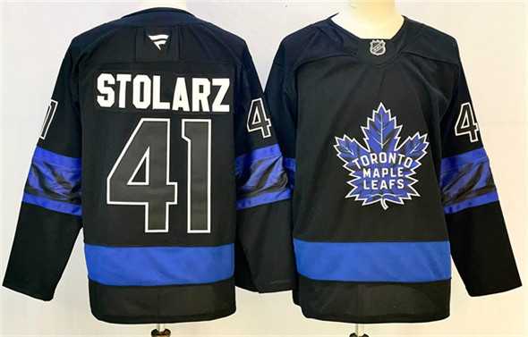 Men%27s Toronto Maple Leafs #41 Anthony Stolarz Black 2024-25 Stitched Hockey Jersey